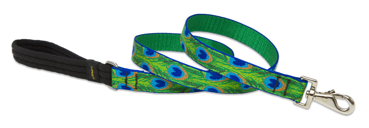 Patterned Dog Lead - Tail Feathers (Green)