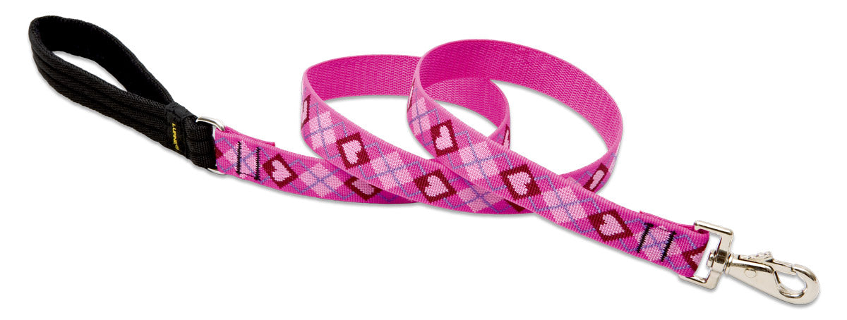 Patterned Dog Lead - Puppy Love (Pink)
