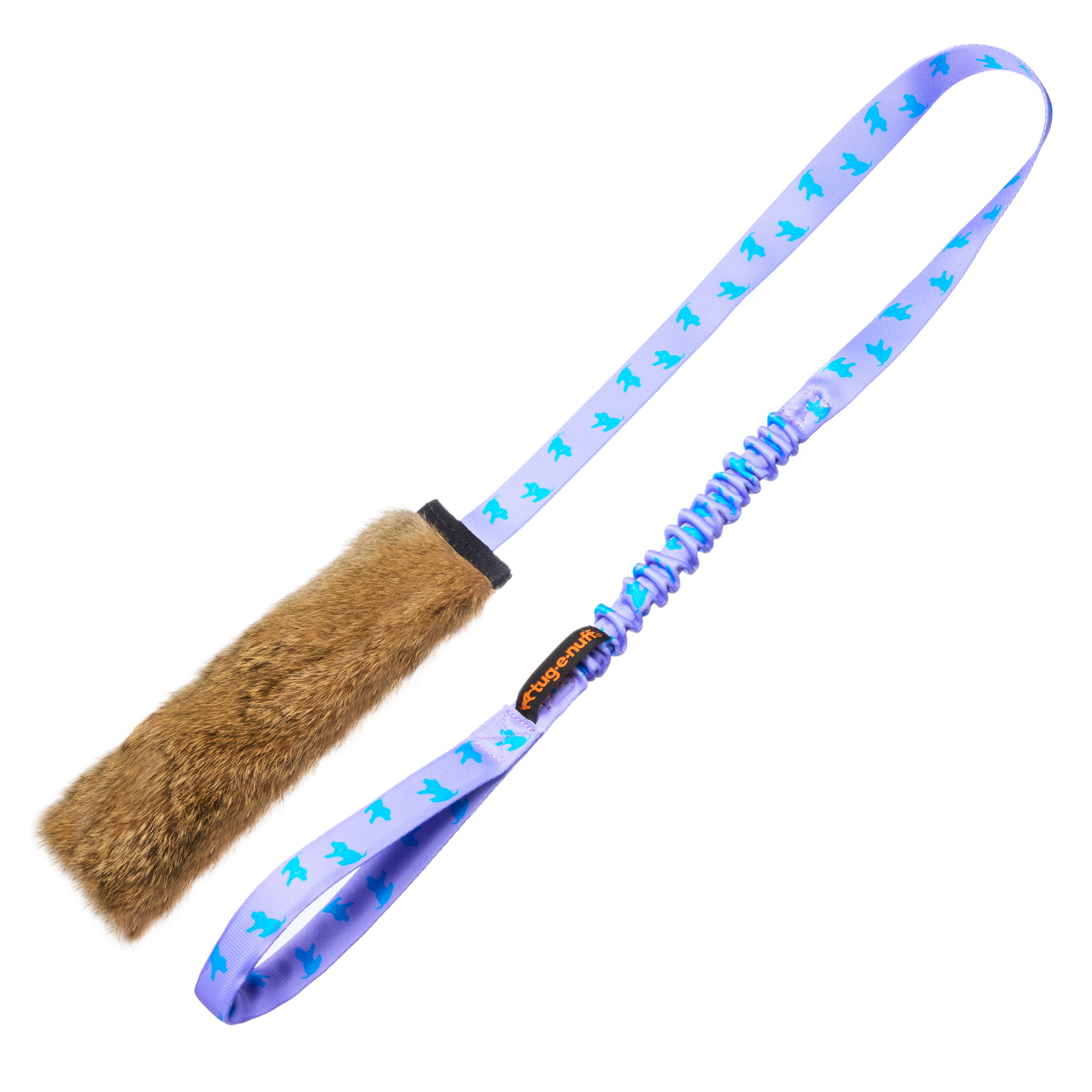 Rabbit Fur Squeaky Bungee Chaser Tug Toy | Tug-E-Nuff