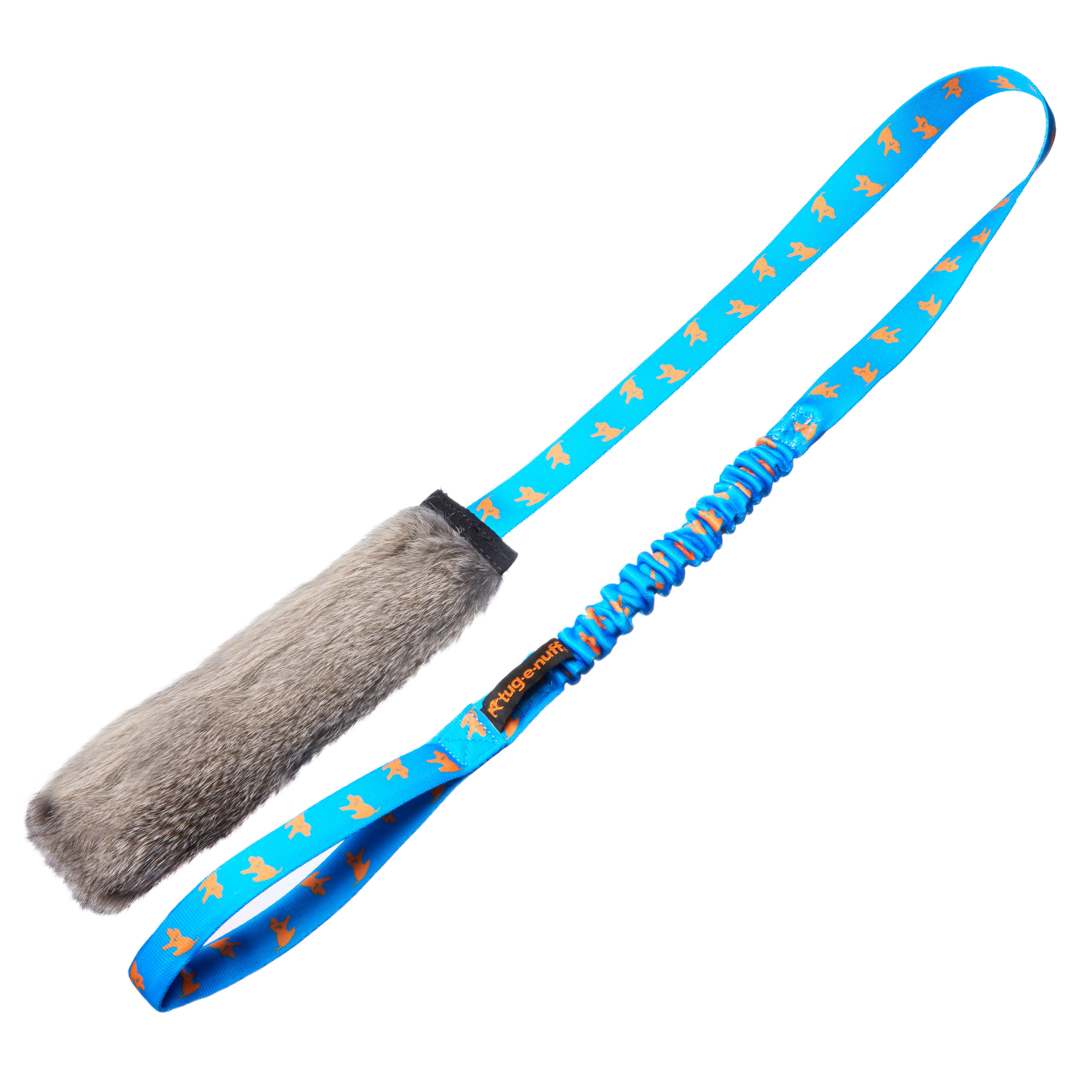 Rabbit Fur Squeaky Bungee Chaser Tug Toy | Tug-E-Nuff