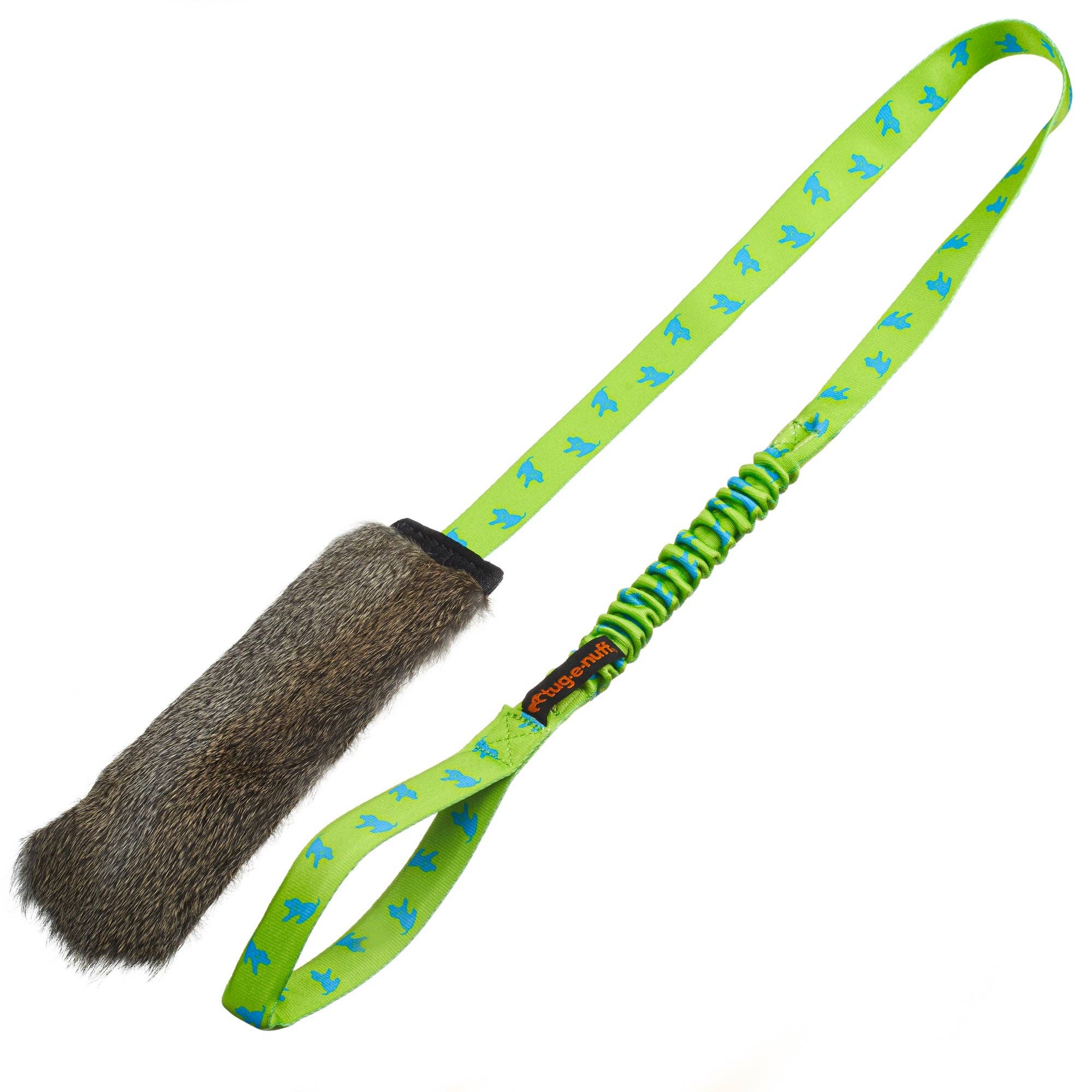 Rabbit Fur Squeaky Bungee Chaser Tug Toy | Tug-E-Nuff