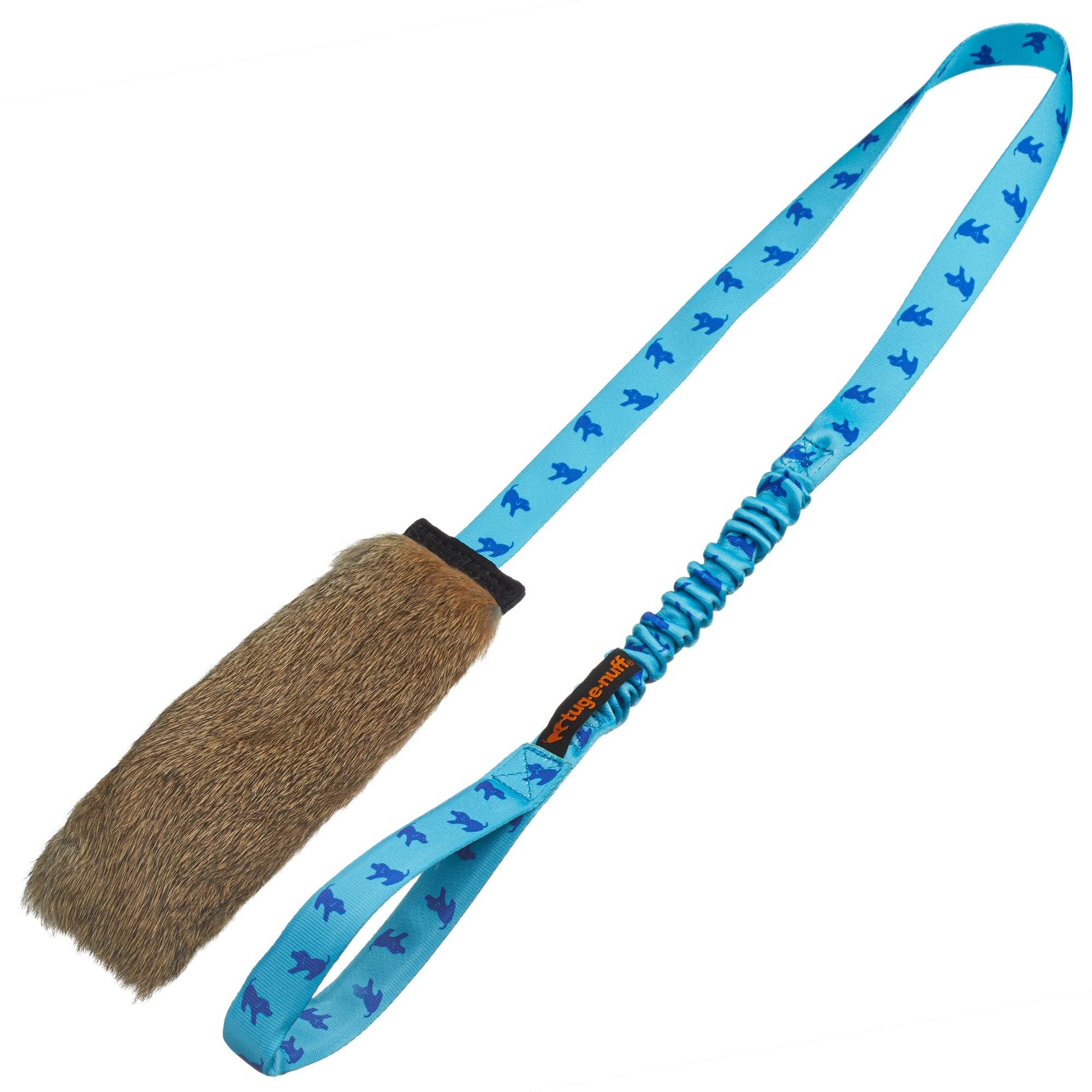 Rabbit Fur Squeaky Bungee Chaser Tug Toy | Tug-E-Nuff