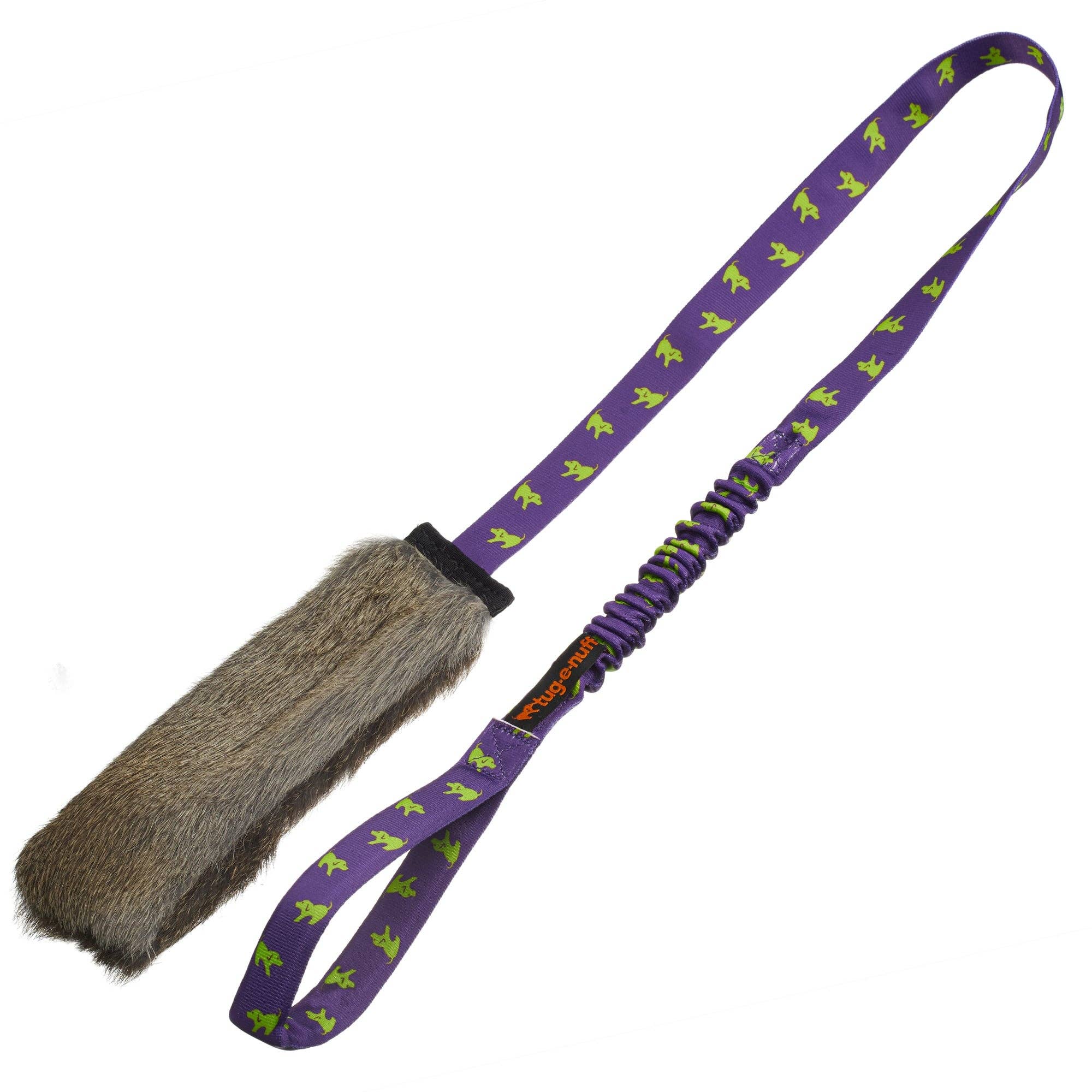 Rabbit Fur Squeaky Bungee Chaser Tug Toy | Tug-E-Nuff