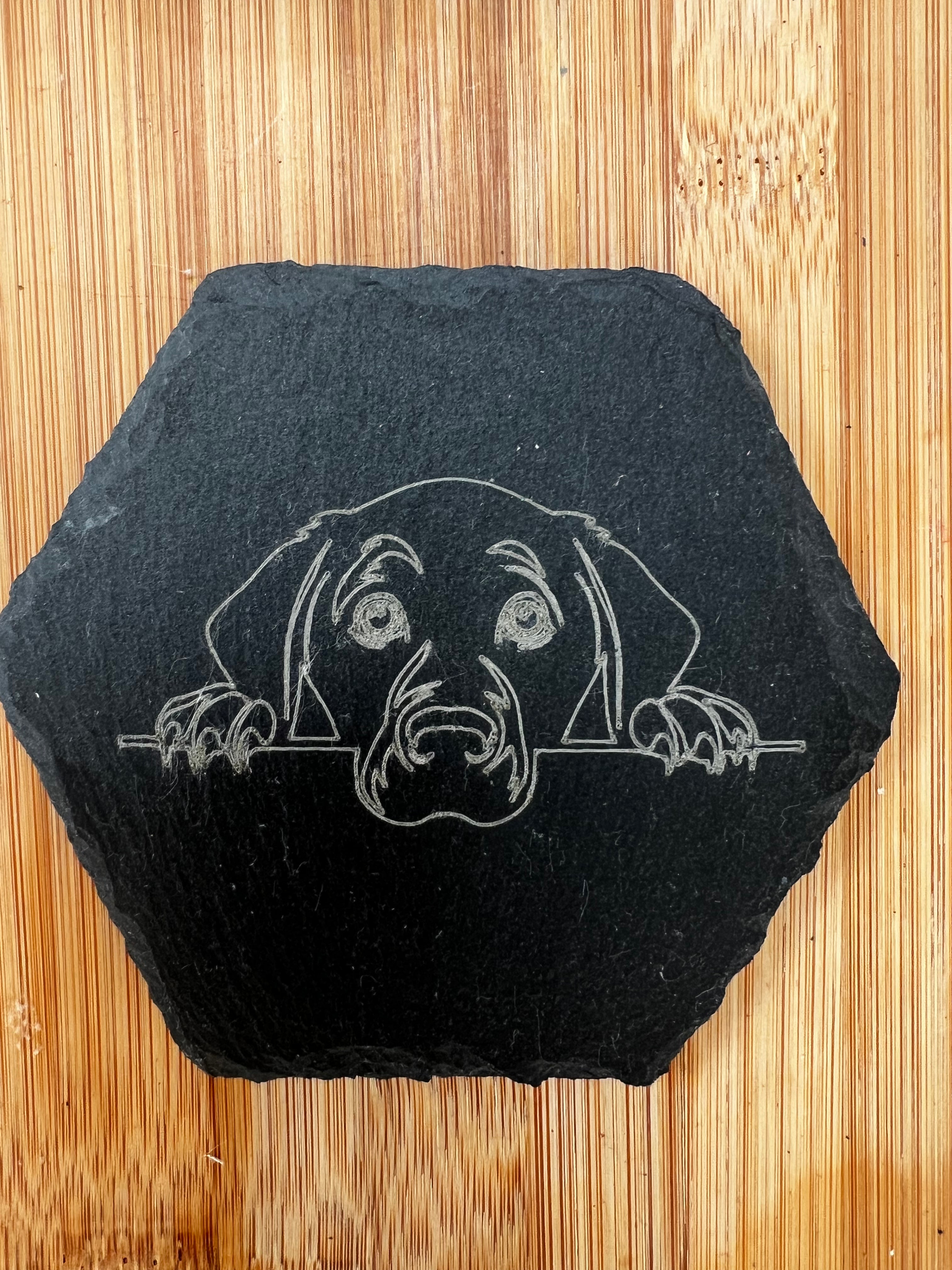 Dog Head Slate Coasters (SnowPaw Engraving)