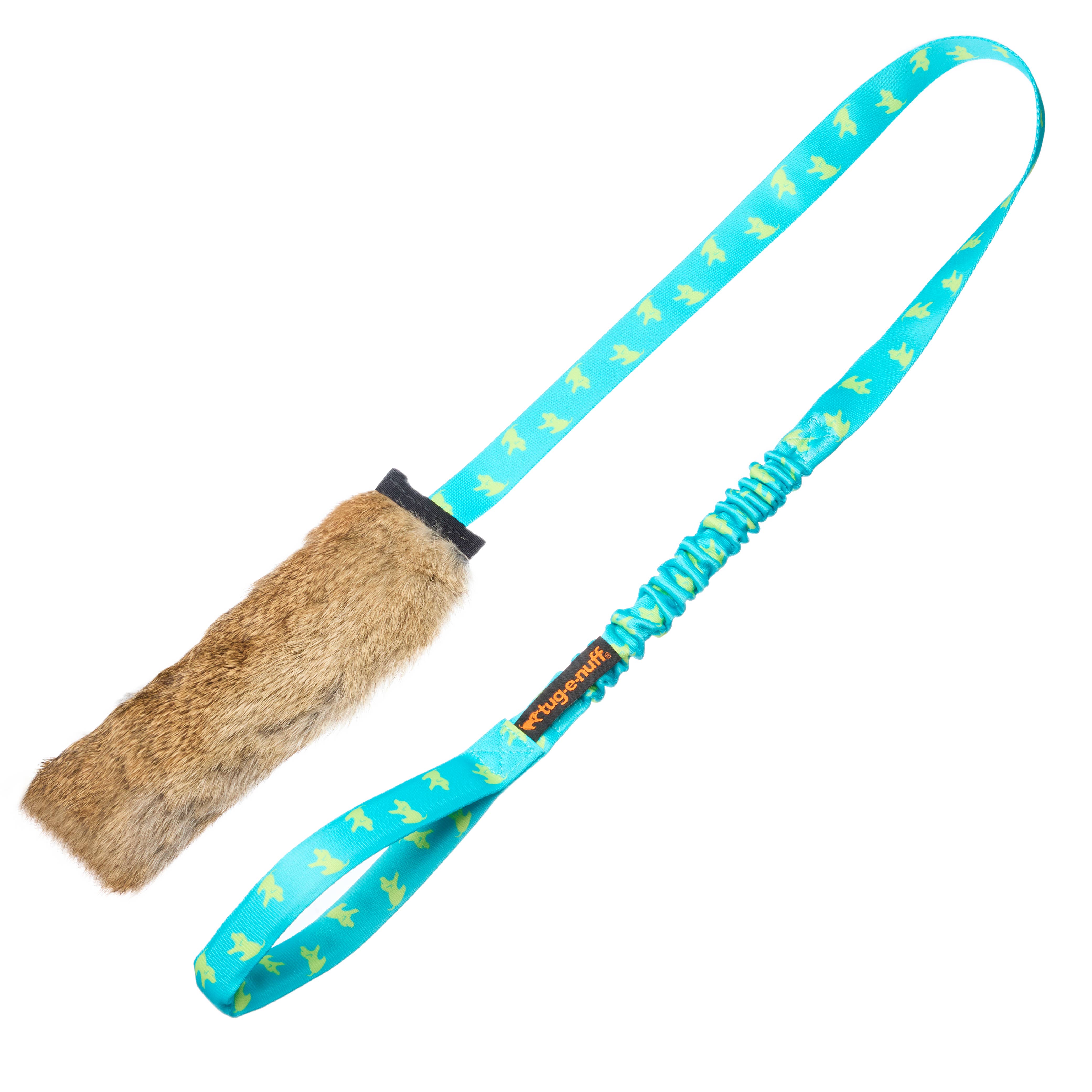 Rabbit Fur Squeaky Bungee Chaser Tug Toy | Tug-E-Nuff