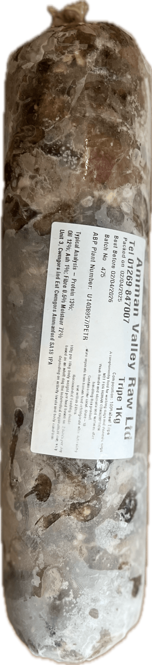 Beef Tripe 1KG Sausage (Snowpaw Raw) - SnowPaw Store - SnowPaw Store - Dog Food