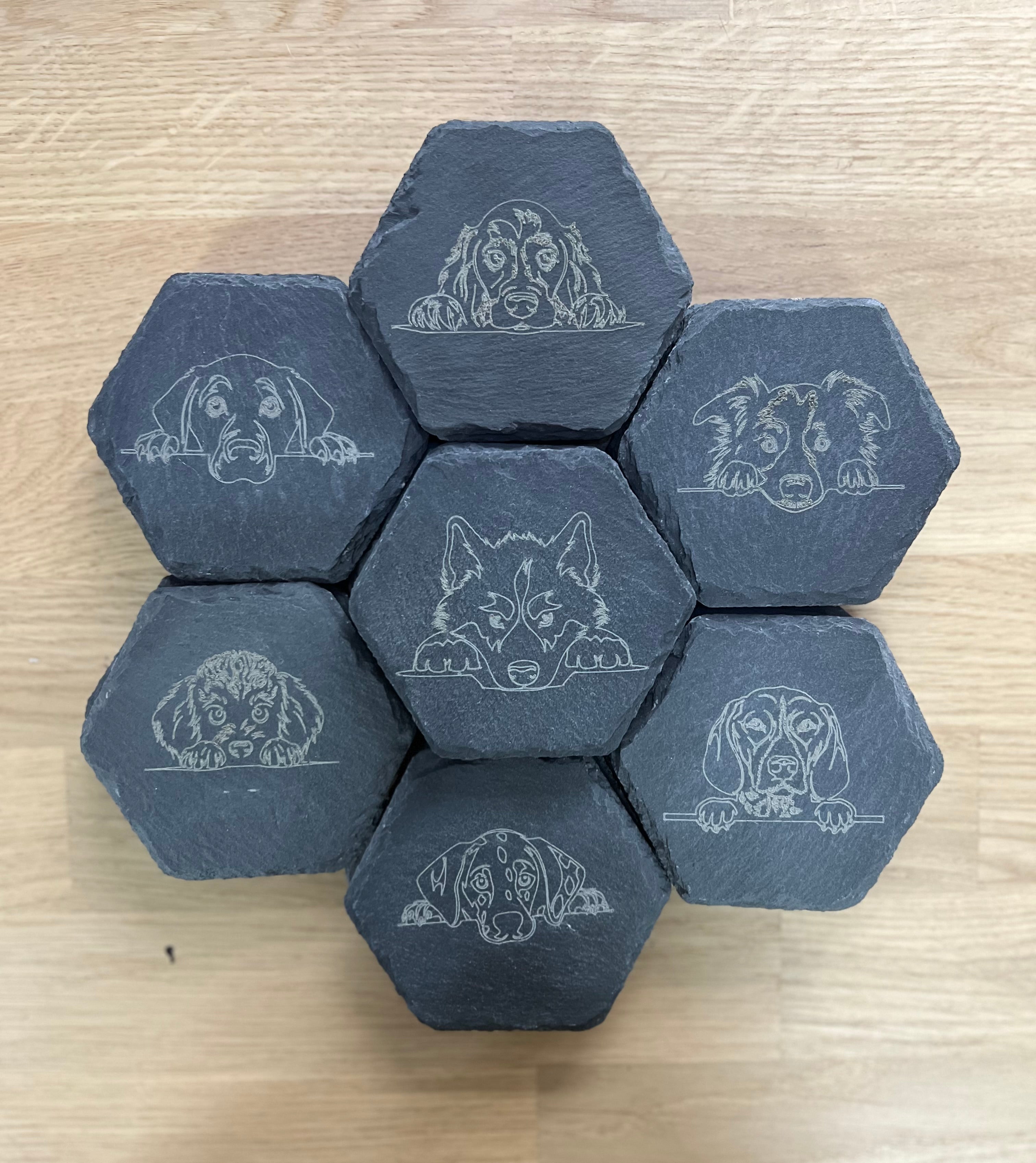 Dog Head Slate Coasters (SnowPaw Engraving) - SnowPaw Store - SnowPaw Store - Gifts