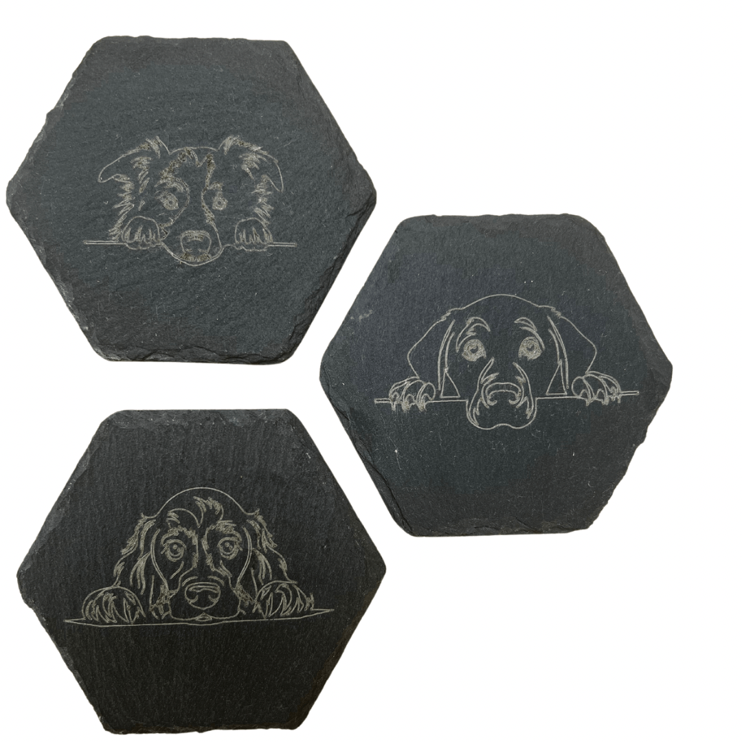 Dog Head Slate Coasters (SnowPaw Engraving) - SnowPaw Store - SnowPaw Store - Gifts