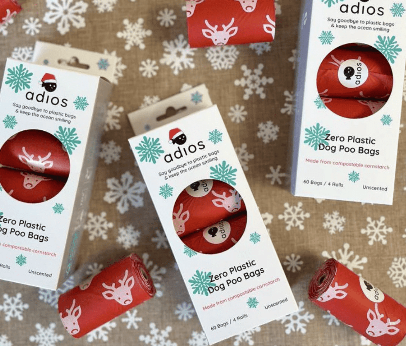 Festive Compostable Poo Bags (Adios) - SnowPaw Store - Adios Plastic - Poo Bags