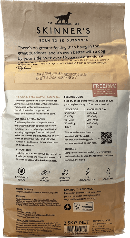 Field & Trial Grain Free Salmon and Sweet Potato (Skinner's) - SnowPaw Store - Skinner's - Dog Food
