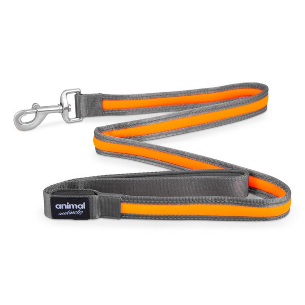 Flashing Safety USB Nylon Leash Grey/Orange 1.2M - SnowPaw Store - SnowPaw Store - Dog Collars, Leads, Belts