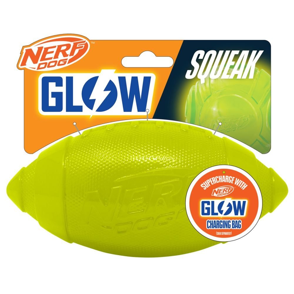 GLOW Classic Squeak Football (Nerf) - SnowPaw Store - Nerf Dog - Dog Toys