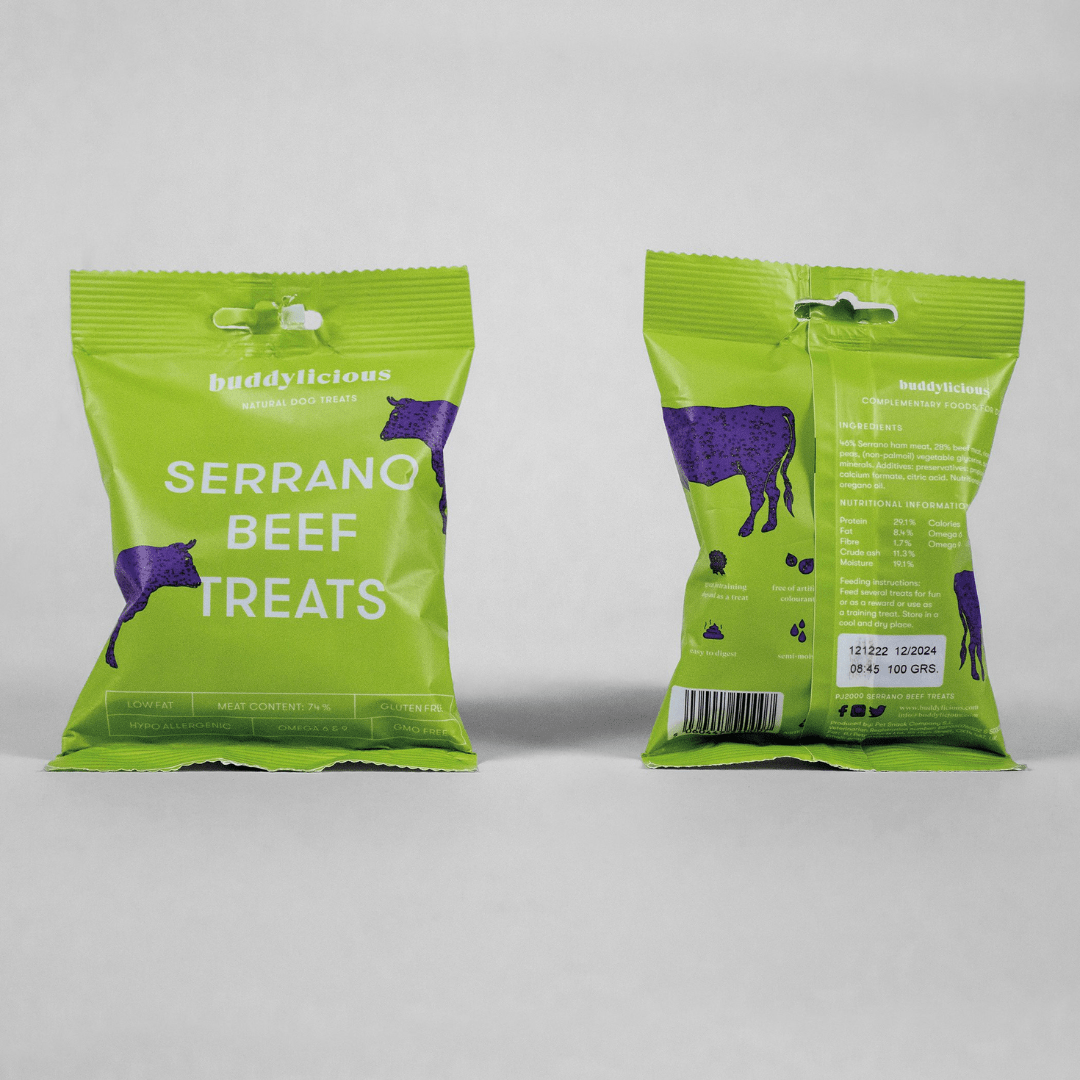 Serrano Beef Treats 100g (Buddylicious) - SnowPaw Store - Buddylicious - Dog Food
