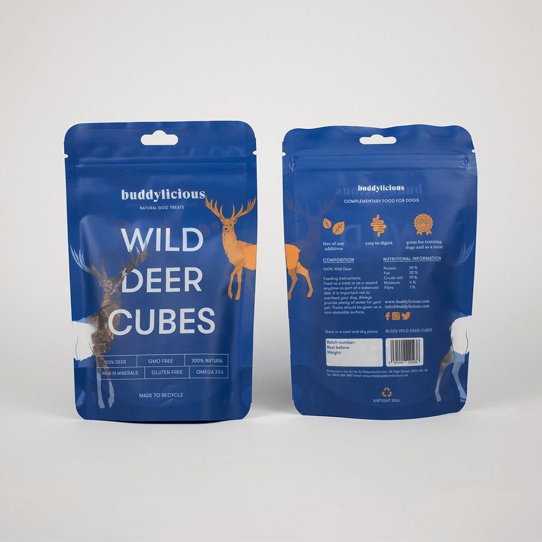 Wild Deer Cubes 100g (Buddylicious)t - SnowPaw Store - Buddylicious - Dog Food